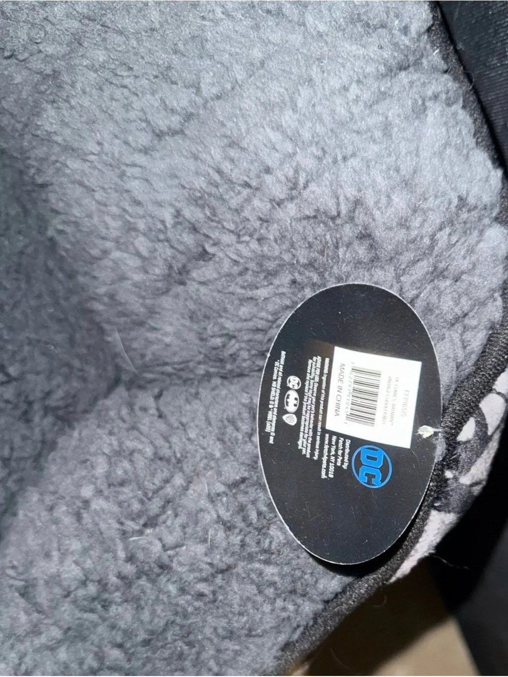 New. Plush Gray & Black Dog Bed with Comic Print Batman DC Conics
